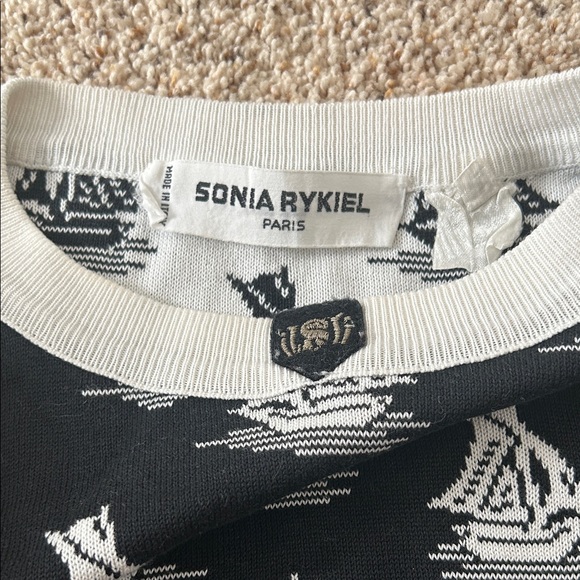 Sonia Rykiel Vintage Black/White Sailboat Knit Sweater Shirt Top **Size M** 🌺🌺 - Picture 6 of 6